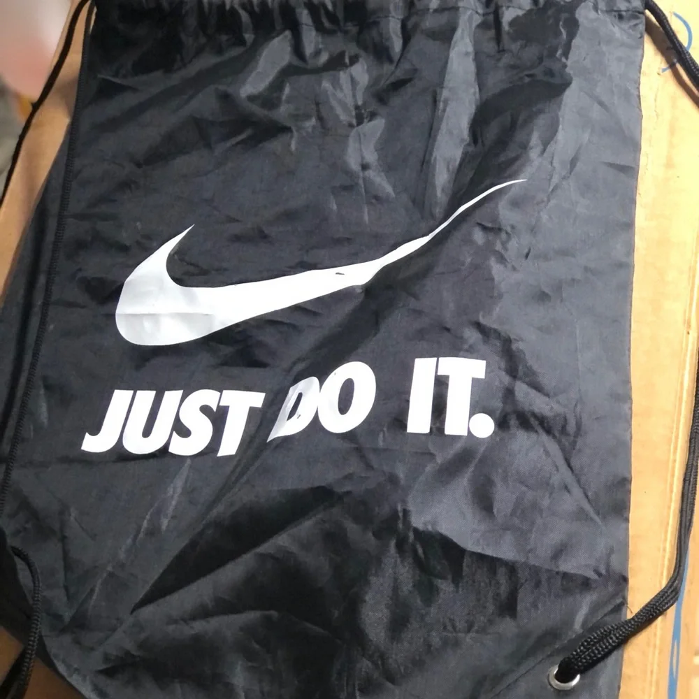 Nike Black Drawstring Gym Sack with White Swoosh & 